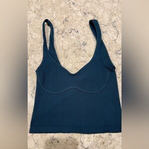 Free People Intimately Ribbed Bra Tank Cropped M/L Teal